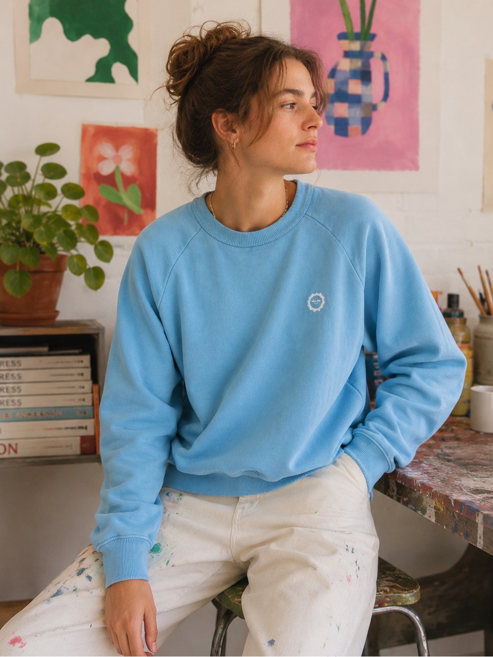 Big Bud Press Raglan sweatshirt happy face sun embroidered logo Size P XS